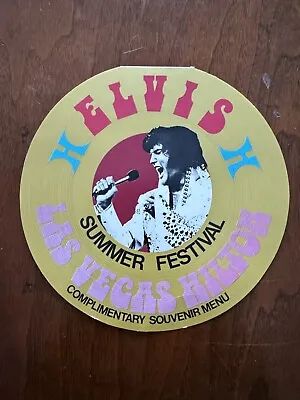 Elvis Presley Summer Festival Las Vegas Hilton Hotel 1973 Round 7” Menu • $63