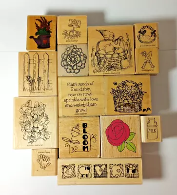 Rubber Stamps 15 Scrapbooking Flowers Friends Farm Gardening Sheep Pig Cow Eggs • $22.95