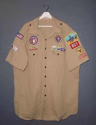 BOY SCOUTS 3X Uniform Shirt BSA #807 Vintage USA Insignia 100% Cotton Mens 3XL • $49.99