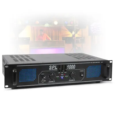 SPL 1000W 2 Channel Power Amplifier 3 Band EQ AUX 2U Rack Mount DJ Party Amp • £120