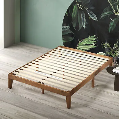 $139.10 • Buy Full Size 12'' Wood Platform Bed Frame No Box Spring Needed Bedroom Rustic Pine