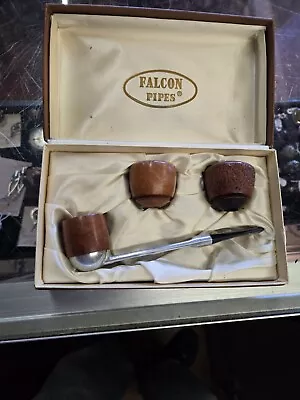 Falcon Cool Original Dublin Made In England W/ Case 2 Extra Bowls Smoking Pipe • £145.97