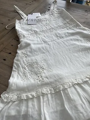 £20 • Buy Zara Lace Trim Broderie Anglaise Detail Tiered Sun Dress - Size S BNWT 