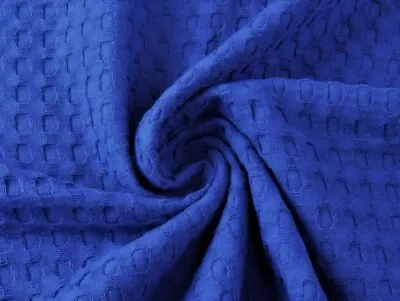 Minerva Big Cotton Waffle Fabric Royal Blue - Per Metre • £12.58