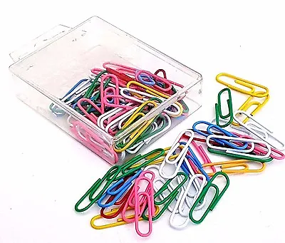 Coloured Paper Clips Assorted Bright 100 Pack Office Stationary Organiser Pins • £3.19