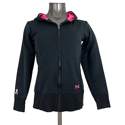 $9.99 • Buy Under Armour Women's Hoodie Sweatshirt Full Zip Breast Cancer BCA Black Pink XS