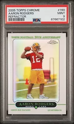 Aaron Rodgers 2005 Topps Chrome Refractor # 190 RC Rookie PSA 9 Mint • $999