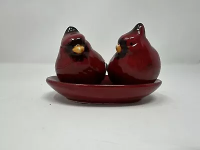 Gift Craft Red Ceramic Cardinal Salt And Pepper Shaker’s With Oval Tray Birds • $12.99