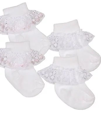 BabyPrem Baby Girls Frilly Lacy Ankle Socks For Premature Early Tiny Babies  • £3.99