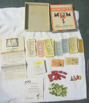 1935 Marked Parker Bros Monopoly Game Box Wood Piecesshort BoxVTG Parts • $18.99