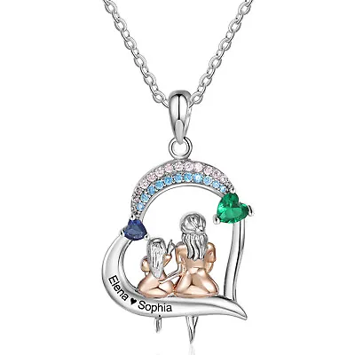 Personalize Daughter And Mother Necklace Swing Love Heart Pendant Jewelry Gift • $12.52