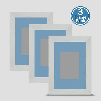 White Photo Frame 6x4 X3 MULTI PACK Incl Baby Blue Mount 3.5x2.5 ACEO Art Print • £20.50