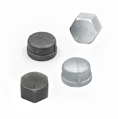 £1.90 • Buy Hex And Round CAPS BLACK&GALVANISED Malleable Iron BSP Pipe Fittings 1/4  To 1  