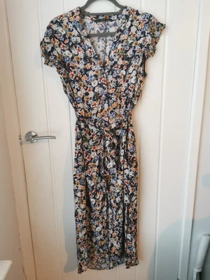 £15 • Buy Zara Maxi Navy Floral Dress Tie Waist High Low Hem Spring Summer Stunning Medium