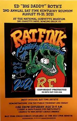 2nd Annual (2021) ORIGINAL Rat Fink Kentucky Reunion Poster LIMITED EDITION • $19