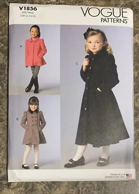 Vogue SEWING PATTERN V1856 Children's/Girls' Jacket & Coat FSizes 2-5 Or 6-8 • $12.99