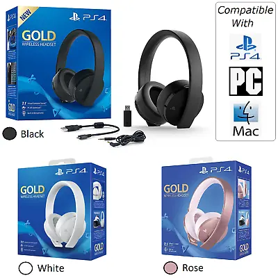 $99 • Buy PS4 Gold Wireless Gaming Headset Playstation 4 Gold Also PC & MAC Compatible