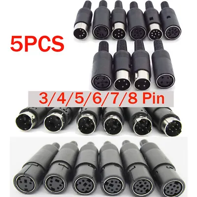 5Pcs 3/4/5/6/7/8 Pin DIN Male Female Plug Socket Jack Solder Connector • $9.98