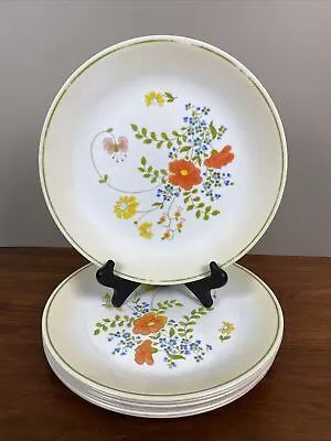 Corelle Dinnerware WILDFLOWER 10.25  Vintage Plates Set Of 8 Fair Cond See Desc • $24