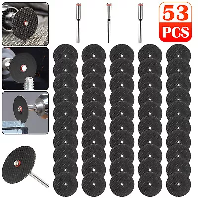 50Pc Fiberglass Metal Cut Off Wheel Rotary Disc W/3Pcs 1/8  Mandrel For Dremel • $9.48