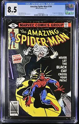 Amazing Spider-Man #194 CGC VF+ 8.5 White Pages 1st App Black Cat! Marvel 1979 • $324