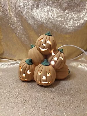 Vintage Ceramic Light Up Pumpkins Jack O Lanterns Scioto 1988 Halloween • $26.25