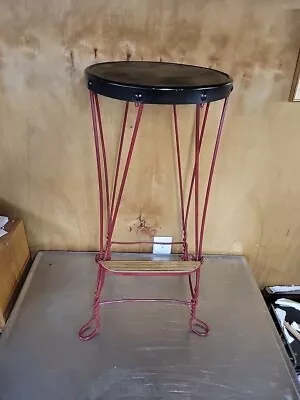 Vintage Bar Stool With Foot Rest Twisted Legs Iron Ice Cream Parlor  • $75