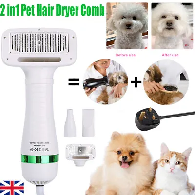 £13.92 • Buy Pet Hair Dryer 2 In 1 Comb Brush Dog Cat Grooming Heater Temperature Adjustable