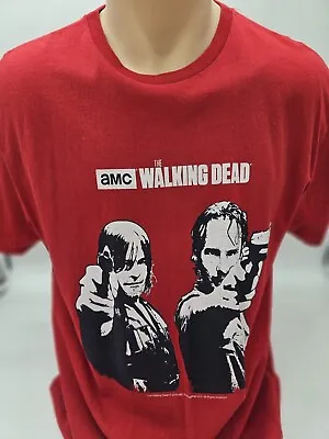 The Walking Dead T-Shirt Men's Large AMC 2016 ZOMBIES Short Sleeve Red Shirt • $7.95