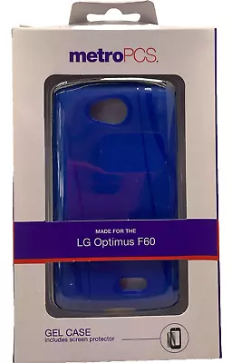 MetroPCS Soft Gel Case With Screen Ptrotector For LG Optimus F60 - Blue • $8.99