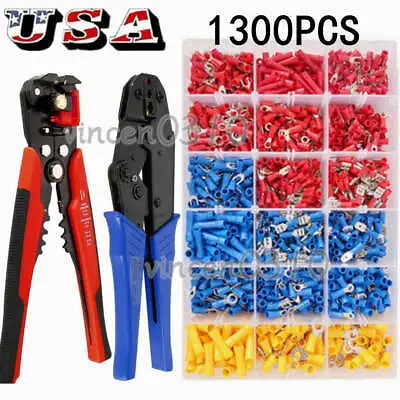 1300/280x Assorted Insulated Electrical Wire Terminal Crimp Connectors Spade Kit • $10.44