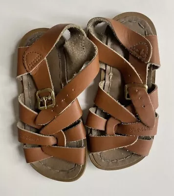 Saltwater Kids Girls Size 7 Brown Strappy Buckle Up Sandals VGUC • $22.95