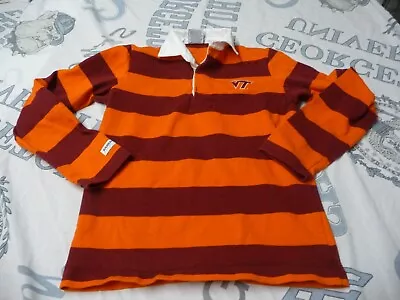 Vintage Barbarian Virginia Tech Hokies Long Sleeve Rugby Jersey Shirt Womens S • $49.99