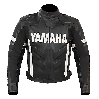 Yamaha Black Motorbike Motorcycle Cowhide Leather Ce Armoured Protected Jacket • £144.99