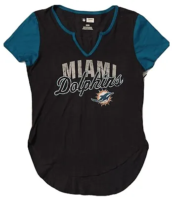 New NFL Miami Dolphins Womens Gray Rounded High Low Hem Logo Shirt Size M Medium • $21.95
