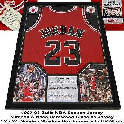 Michael Jordan Bulls Mitchell & Ness 1997-98 Season Jersey Framed UNSIGNED • $349.95