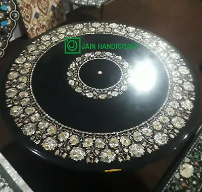 24'' Round Marble Dining Coffee Table Top Inlay Mosaic Mother Of Pearl Decor K3 • $824