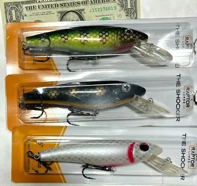 3 Ct. RAPTOR Shocker Crankbait Musky Pike Snook Lures Muskie Baits Bass • $16