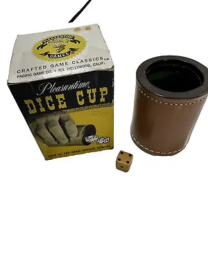 Vintage HEAVY Leather Dice Cup W/ Ribbed Interior With Box Pleasantime Games New • $28