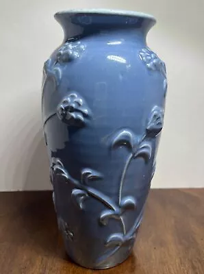 Van Briggle Pottery Floral Blue Glazed Vase 9” Vtg. Rare • $274.97