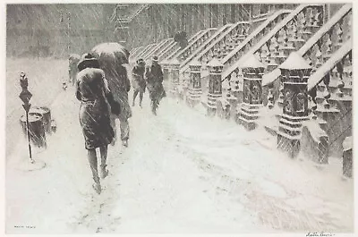 Martin Lewis - Stoops In Snow New York City (1930) Signed - 17  X 22  Art Print • $79.99