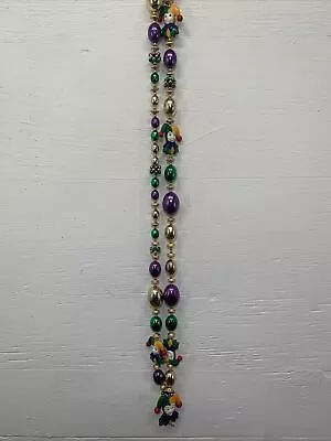 Vintage Mardi Gras Beads Necklaces Set Court Jester  Gold Green Purple 23” • $18