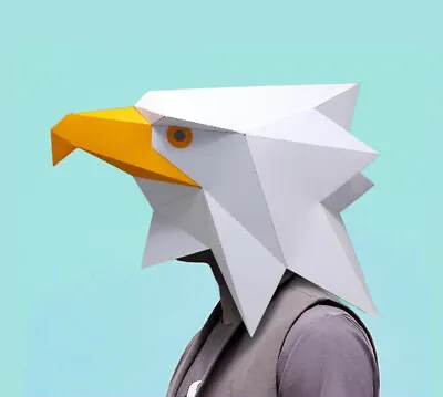 3D Paper Mask Pre-cut White Eagle Cosplay Halloween Paper Model Head Mask • $19.98