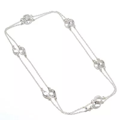 Madagascar White Topaz Gemstone 925 Sterling Silver Jewelry Necklace 36  M087 • $57.93