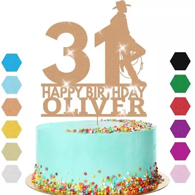 Cowboy Wild West Cake Topper Personalised Boys Birthday Cake  Decoration Any Nam • £3.49