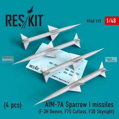 RESRS480319 1:48 ResKit AIM-7A Sparrow I Missile Set (4 Pcs) • $15.99