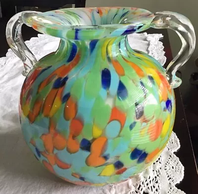 BEAUTIFUL Murano Italy Hand-Blown Glass Vase “MUST SEE”! • $29.99