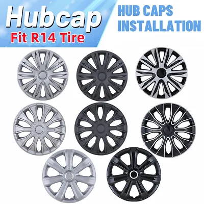 14  Set Of 4 Universal Wheel Covers Snap On Hub Caps Fit R14 Tire+Steel Rim • $41.99