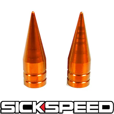 $9.88 • Buy 2pc Orange Long Spiked Valve Stem Caps Metal Thread Kit/set For Wheel/tires M1
