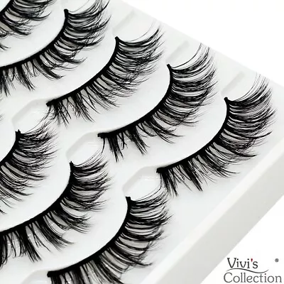 5 Pairs Eyelashes False Lashes 3D Natural Faux Mink Wispy Thick Long Fake UK -18 • £2.99